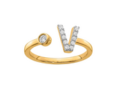 9K YG 0.16ct F VS LGD INITIAL "V" RING